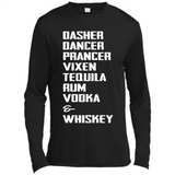 Dasher Dancer Prancer Vixen Tequila Rum Vodka Whiskey Reindeer Christmas T-Shirt - Canvas Long Sleeve T-Shirt