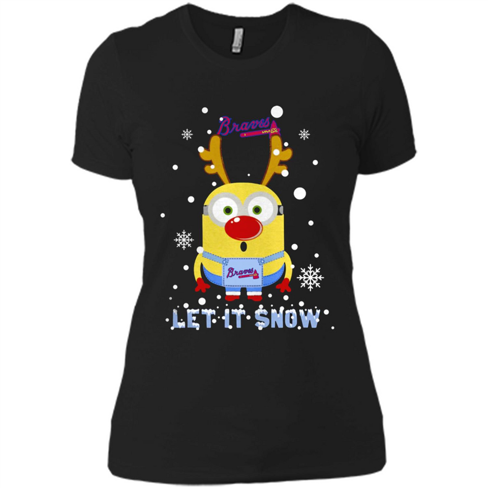 Minion Atlanta Braves Ugly Christmas Sweater Let it Snow - Ladies' Boyfriend T-Shirt