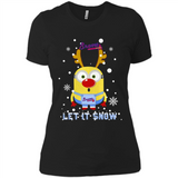 Minion Atlanta Braves Ugly Christmas Sweater Let it Snow - Ladies' Boyfriend T-Shirt