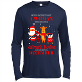 Never Underestimate A December Woman Watches Hallmark Movies Sweatshirt - Canvas Long Sleeve T-Shirt