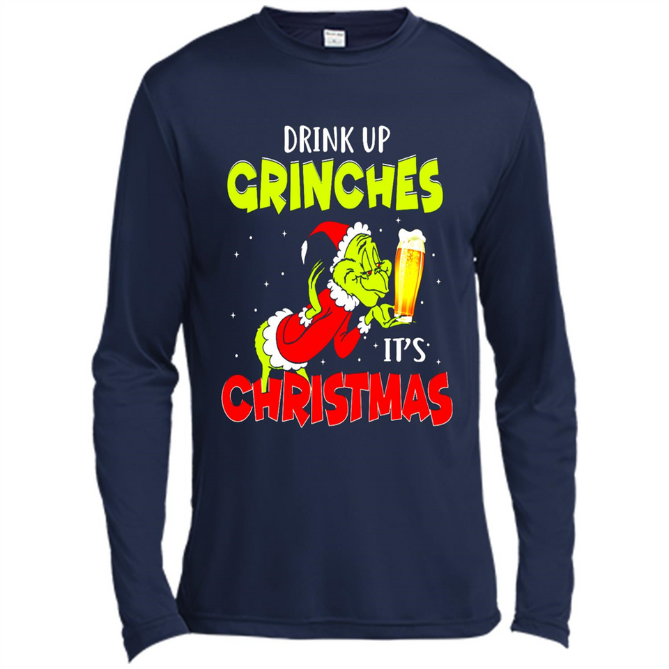 Drink Up Grinches it_s Christmas - Merry Xmas Sweatshirt - Canvas Long Sleeve T-Shirt