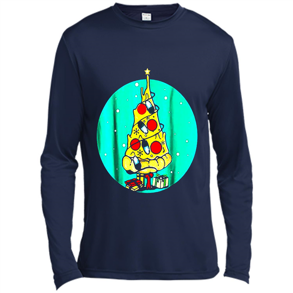 Funny Pizza Ugly Christmas Sweater Xmas Pizza Tree - Canvas Long Sleeve T-Shirt