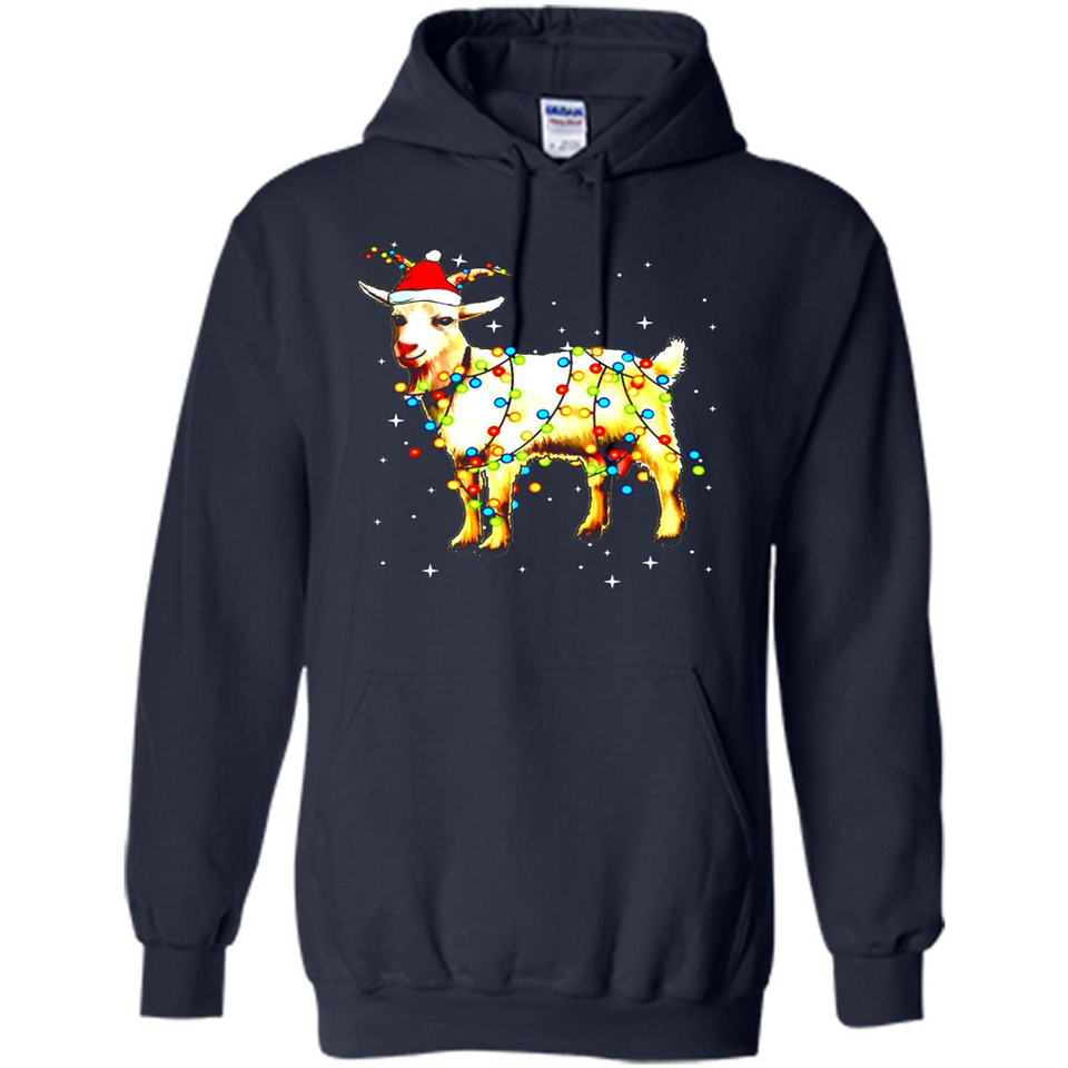 Christmas Lights Goat Wearing Santa Hat T-Shirt - Hoodie