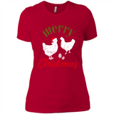 Christmas Chicken Shirt Santa Hens Lover Funny Farmer Gift - Ladies' Boyfriend T-Shirt