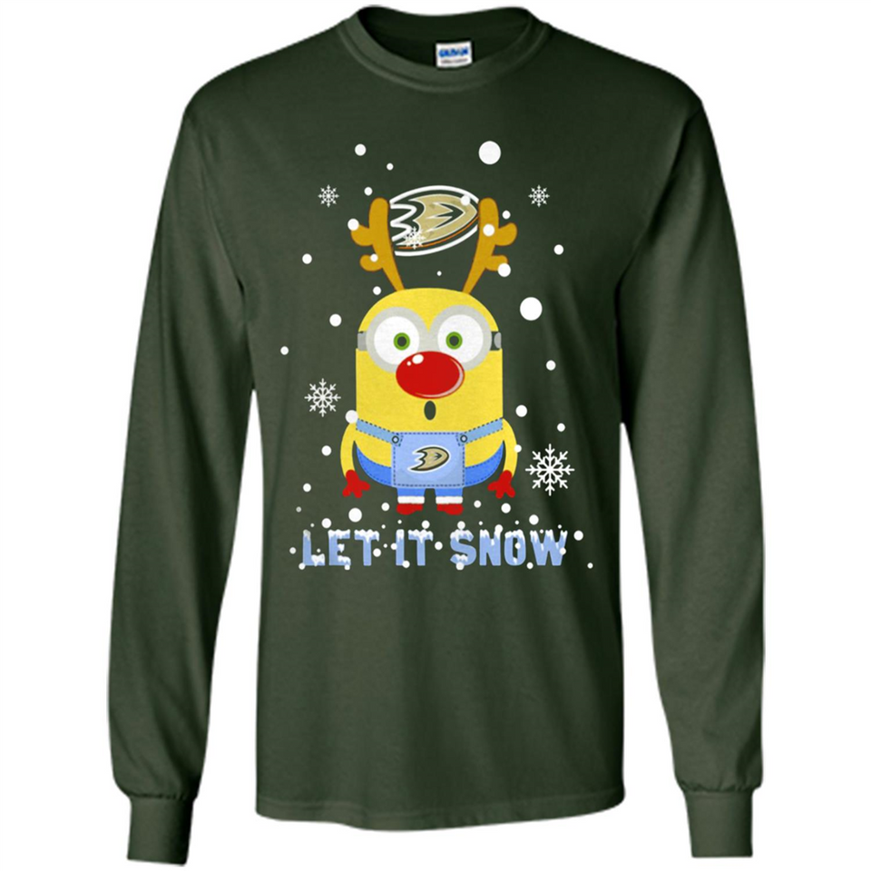 Minion Anaheim Ducks Ugly Christmas Sweater Let it Snow - Long Sleeve T-Shirt