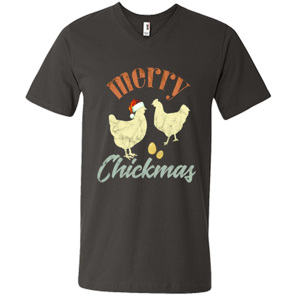 Christmas Chicken Vintage Shirt Funny Santa Hen Farmer Lover - Men's V-Neck