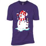 Cute Snowman drink Red Wine Christmas T-Shirt - Premium Short Sleeve T-Shirt