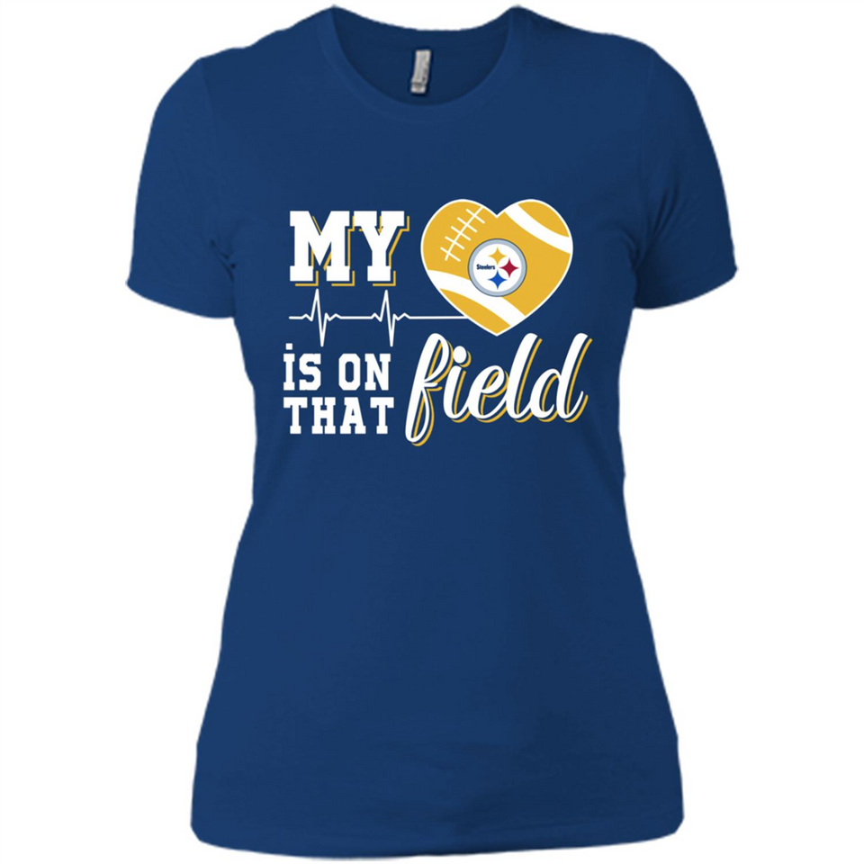 Pittsburgh Steelers Football My Heart is on that Field - Ladies' Boyfriend T-Shirt
