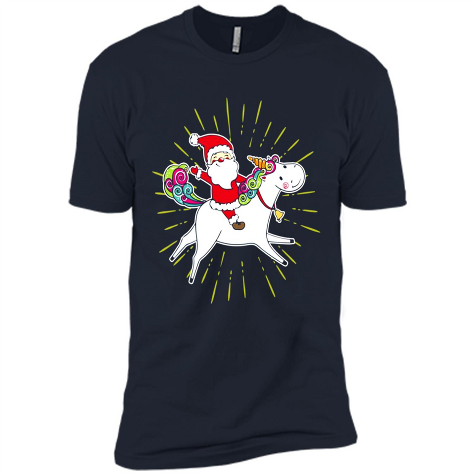 Unicorn And Santa Christmas - Premium Short Sleeve T-Shirt