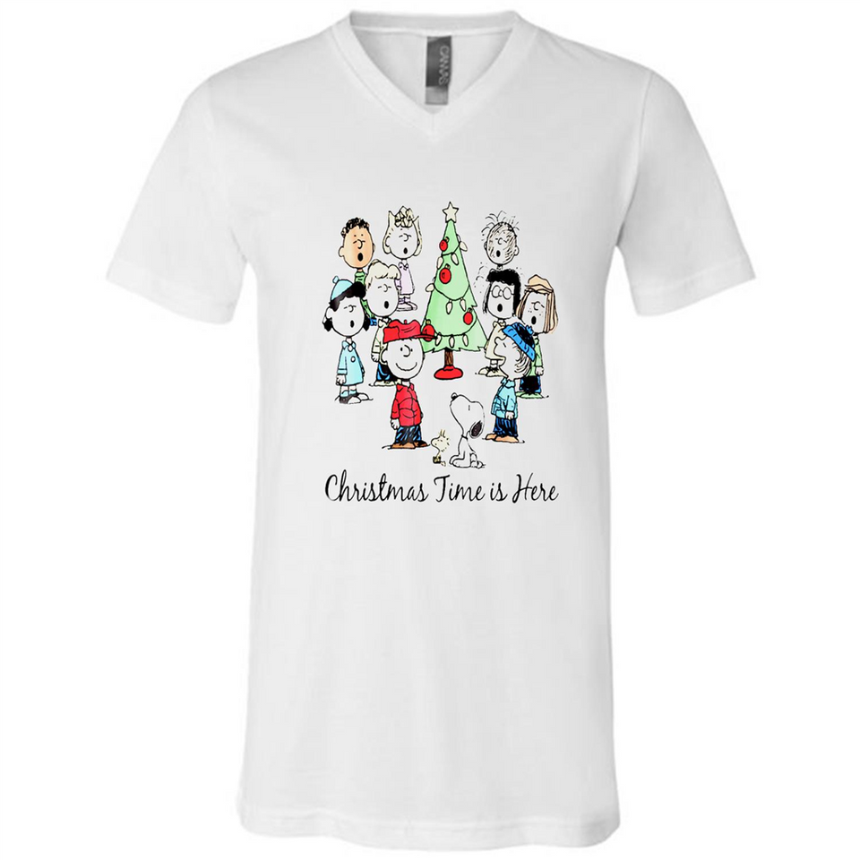 Snoopy Christmas Time Is Here Sporty T-Shirt - Canvas Unisex V-Neck