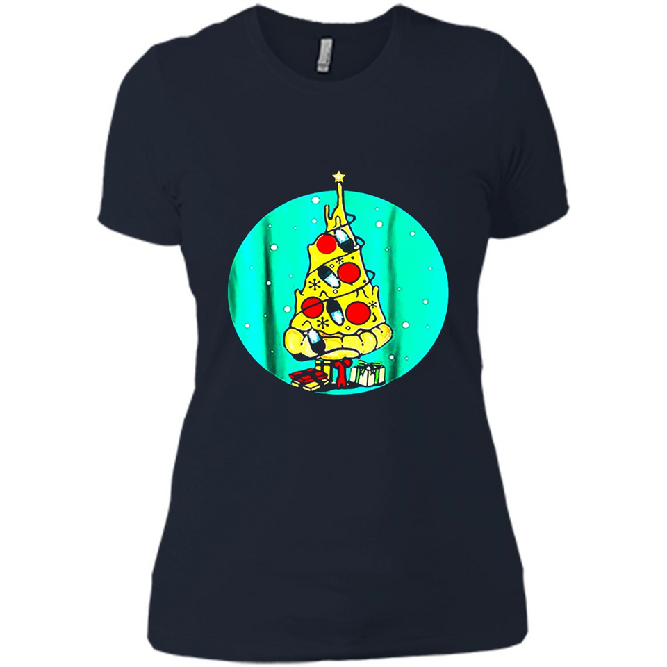 Funny Pizza Ugly Christmas Sweater Xmas Pizza Tree - Ladies' Boyfriend T-Shirt