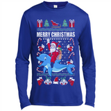 Ugly Christmas Santa Riding Dolphin - Canvas Long Sleeve T-Shirt