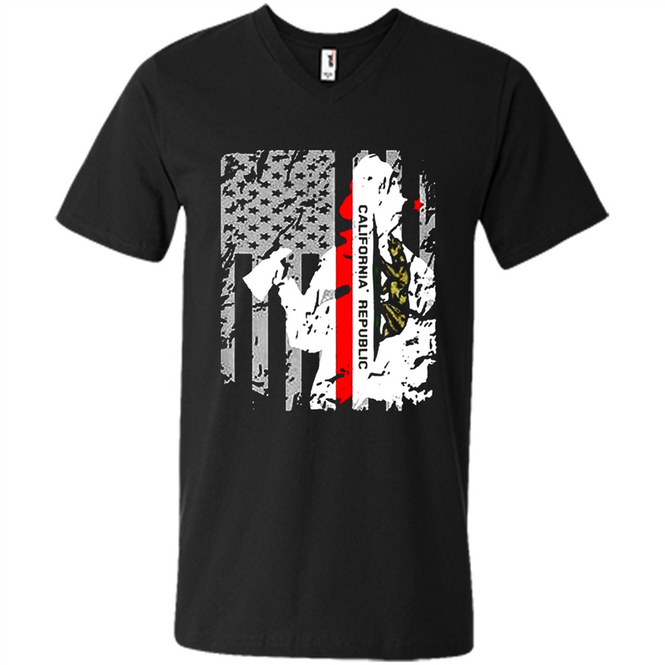 Paradise California Firefighter Thin Red Line Funds Youth T-Shirt PINGPONG - Men's V-Neck