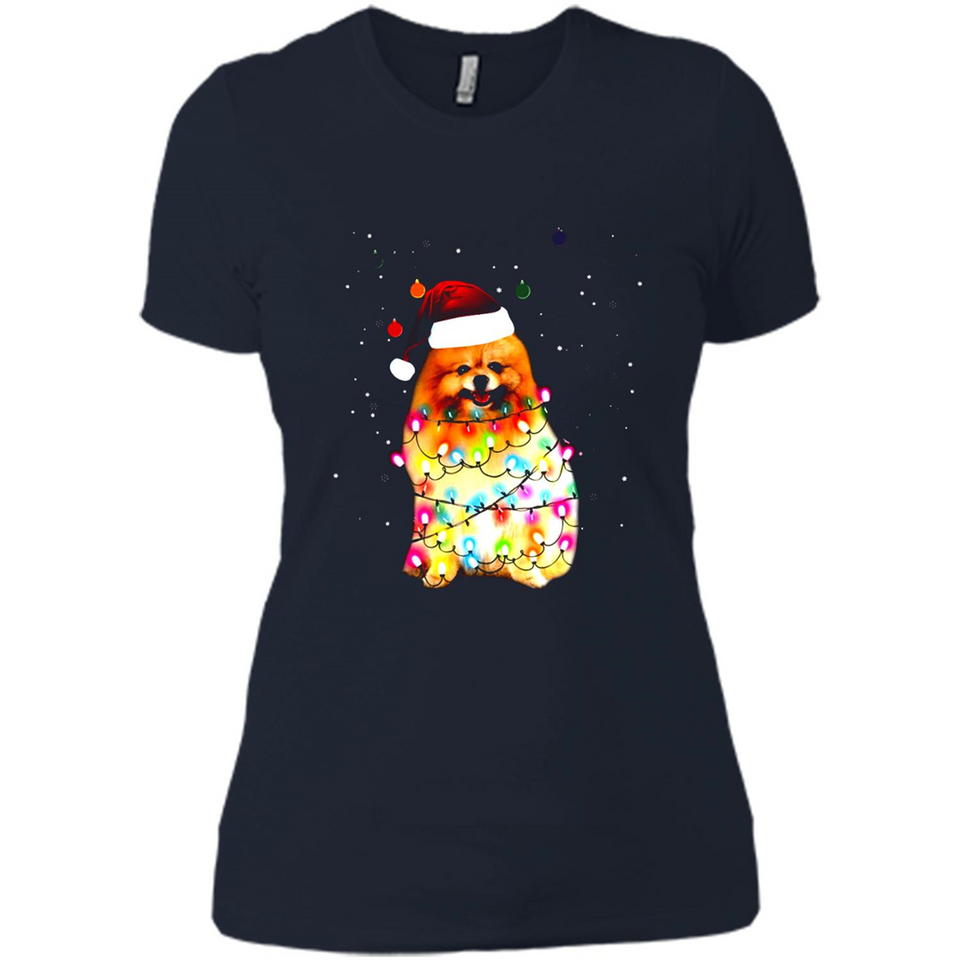 Pomeranian Santa Lights Christmas Dog Xmas Sweatshirt - Ladies' Boyfriend T-Shirt