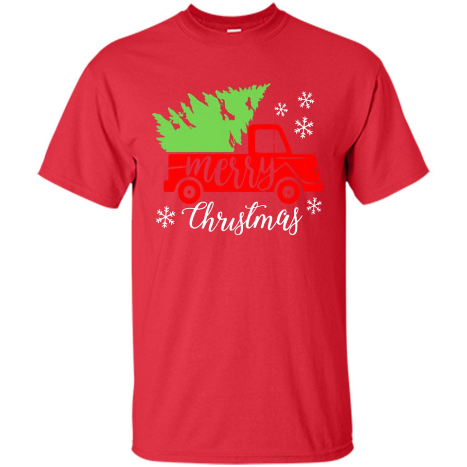 Vintage Christmas Classic Truck T-Shirt with Snow and Tree