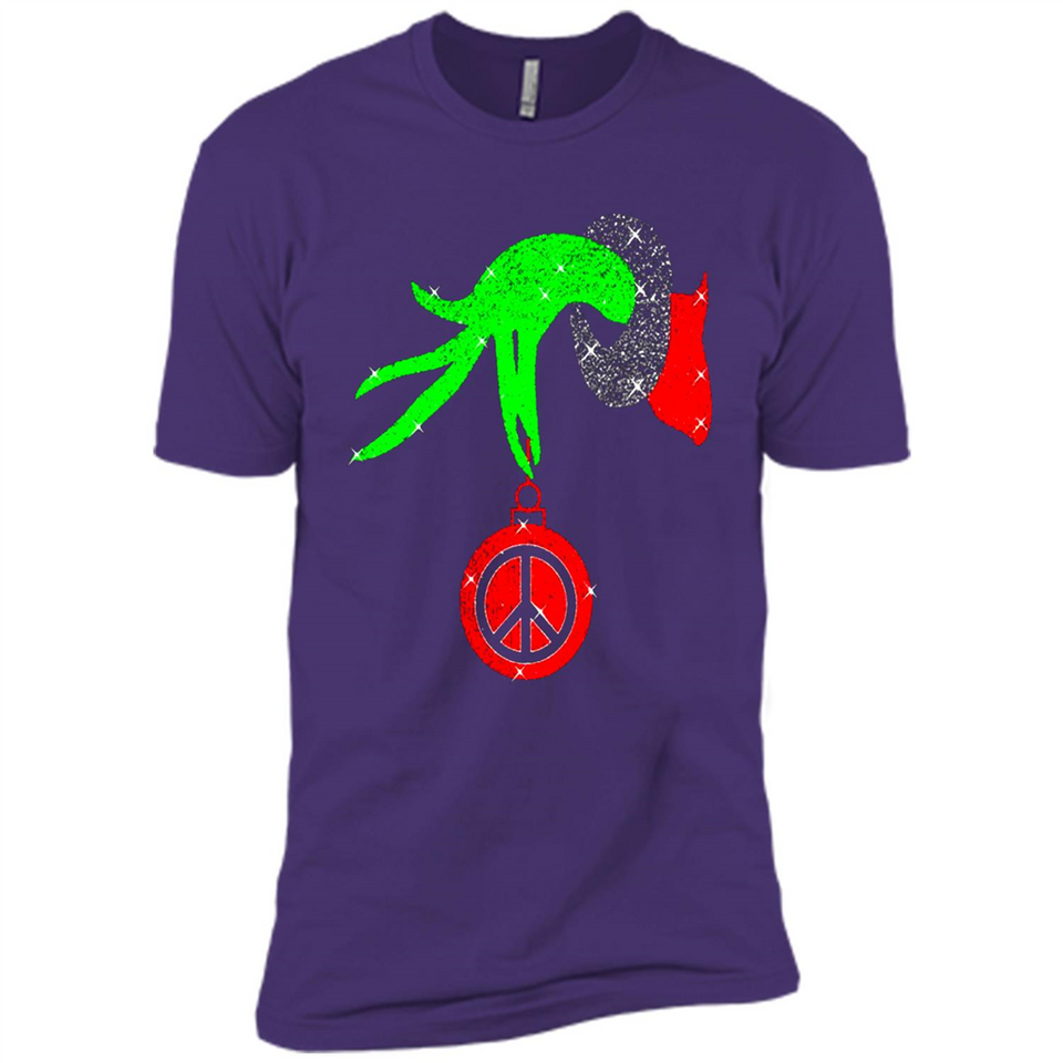 Christmas The Grinch Hand Holding Hippie Ornament - Premium Short Sleeve T-Shirt