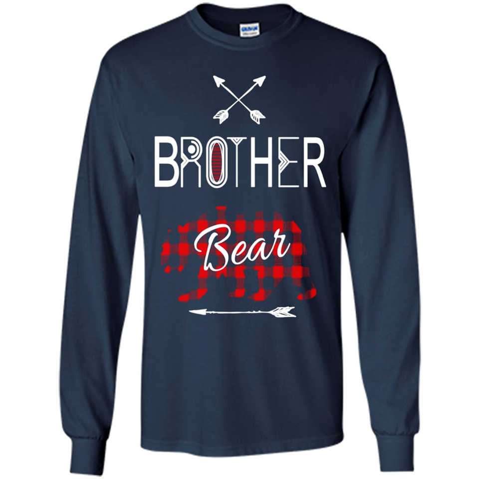 Brother Shirt Buffalo Plaid Family Camping Bear Tee - Long Sleeve T-Shirt