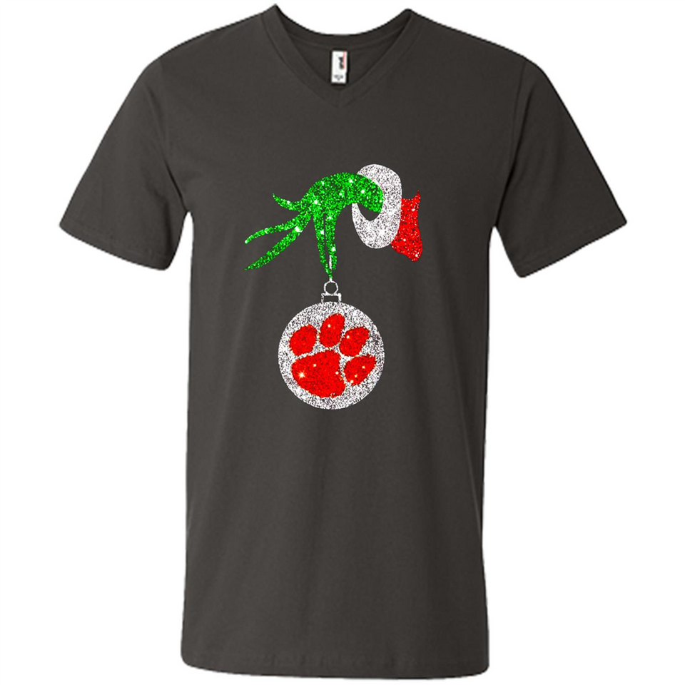 Amazing tee Clemson Tigers Glitter Grinch Monogram Ornament Christmas Gift - Men's V-Neck