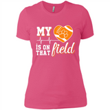 Clemson Tiger Paw Football My Heart is on that Field - Ladies' Boyfriend T-Shirt