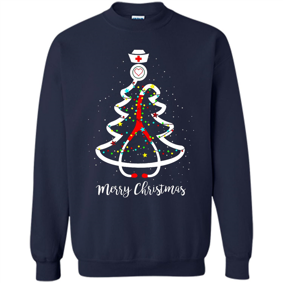 Christmas tree Nurse merry Christmas - Sweatshirt