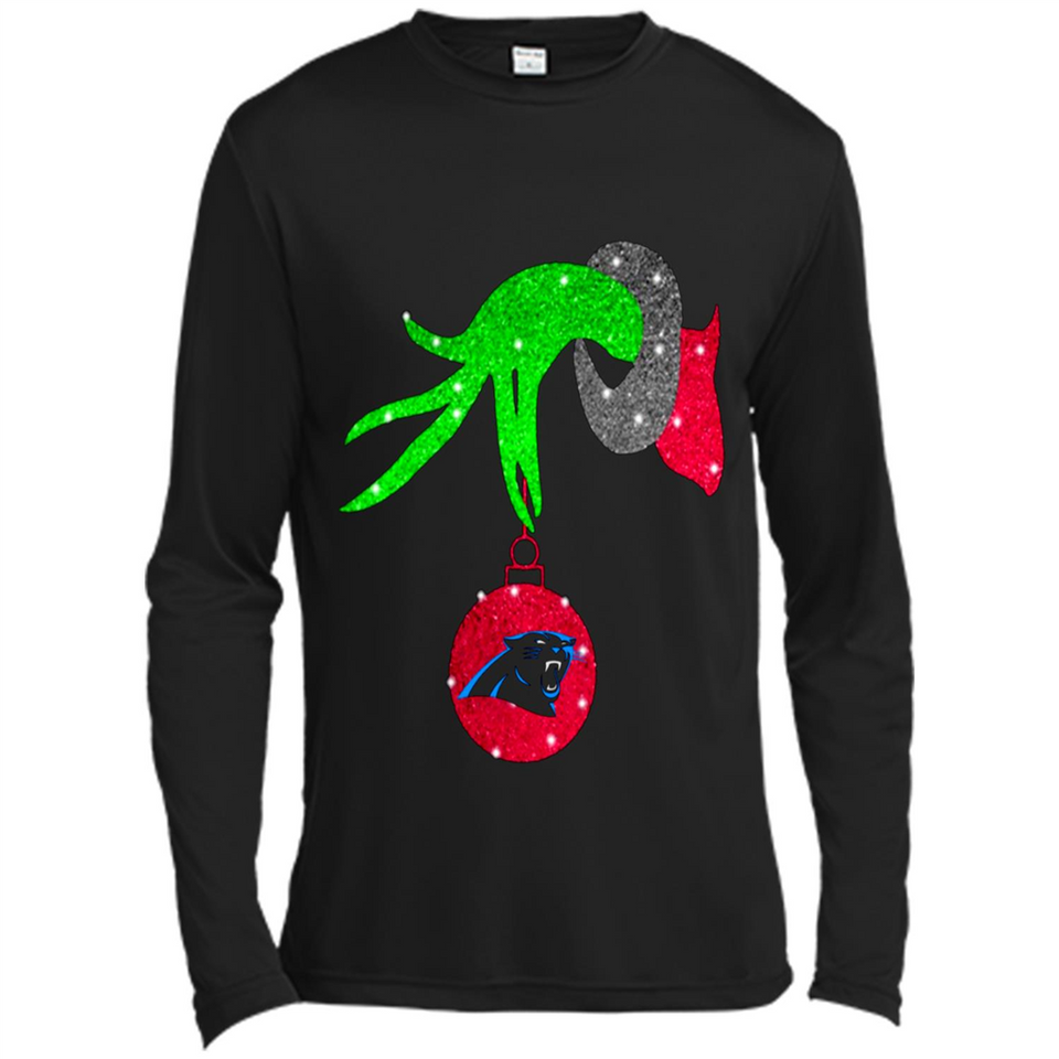 GRINCH HAND HOLDING CAROLINA PANTHER GLITTER CHRISTMAS PINGPONG