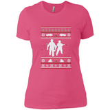 Christmas Ugly Sweater Firefighter Ugly Christmas Sweater - Ladies' Boyfriend T-Shirt