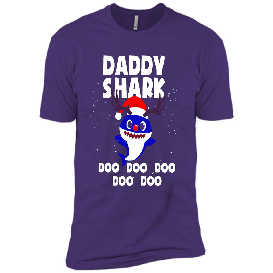 Daddy Shark Costume Reindeer Funny Christmas T-Shirt - Premium Short Sleeve T-Shirt