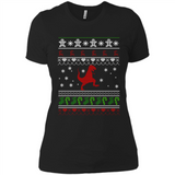 Dinosaur and Santa Ugly Christmas Sweater - Ladies' Boyfriend T-Shirt