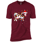 Christmas Lights Cow Wearing Santa Hat Funny Xmas Sweatshirt - Premium Short Sleeve T-Shirt