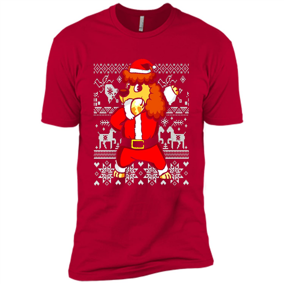Dabbing Poodle Santa Christmas Holiday Sweatshirt - Premium Short Sleeve T-Shirt