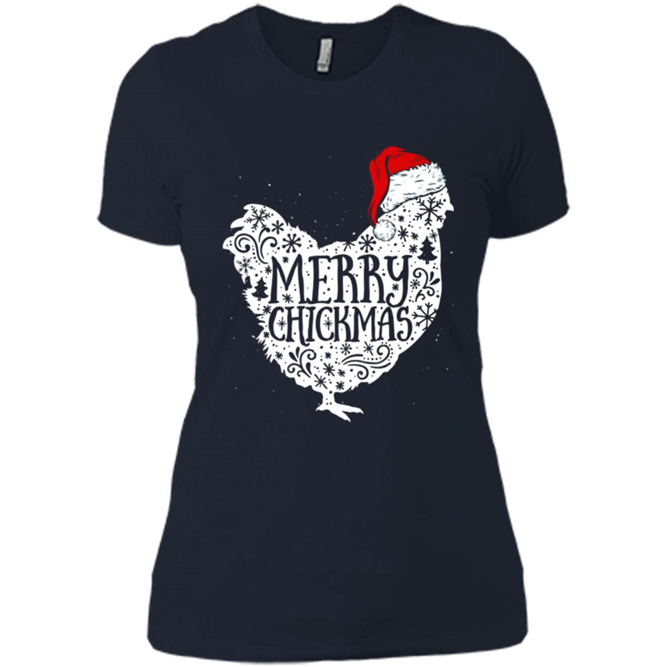 Chicken Christmas T Shirt Merry Chickmas Santa Claus Gifts - Ladies' Boyfriend T-Shirt