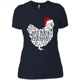 Chicken Christmas T Shirt Merry Chickmas Santa Claus Gifts - Ladies' Boyfriend T-Shirt