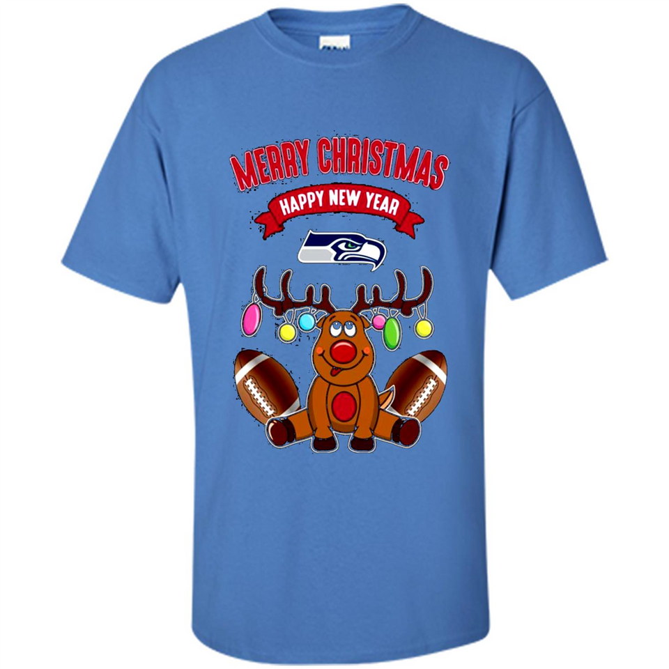 Seattle Seahawks NFL Reindeer Funny Merry Christmas And Happy New Year
