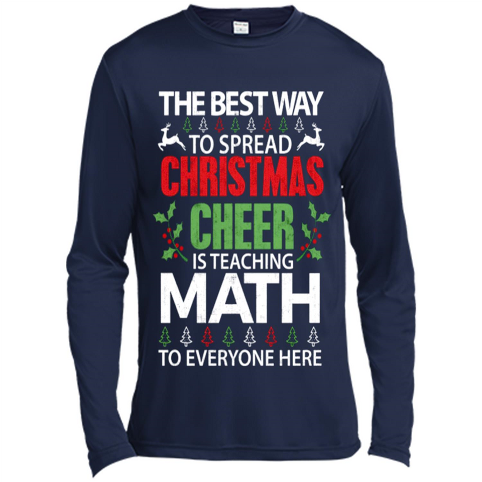 Math Teacher Christmas Shirt Christmas Cheer - Canvas Long Sleeve T-Shirt