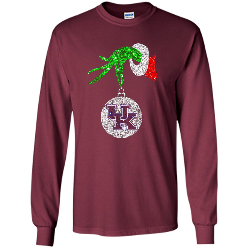 Amazing shirt Kentucky Wildcats Glitter Grinch Monogram Ornament Christmas Gift - Long Sleeve T-Shirt