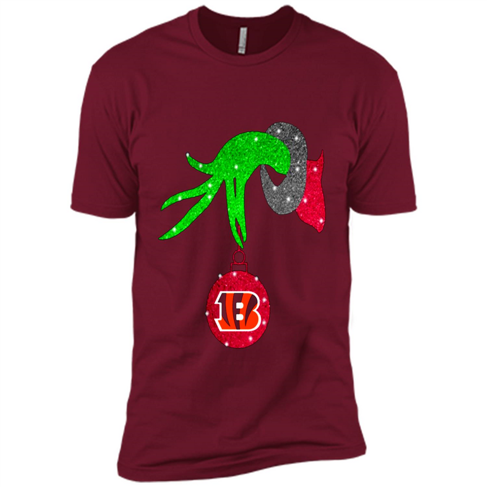 GRINCH HAND HOLDING CINCINNATI BENGALS GLITTER CHRISTMAS PINGPONG