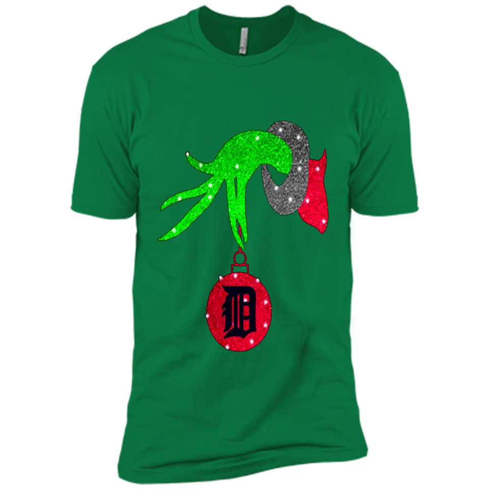 GRINCH HAND HOLDING DETROIT TIGERS GLITTER CHRISTMAS PINGPONG