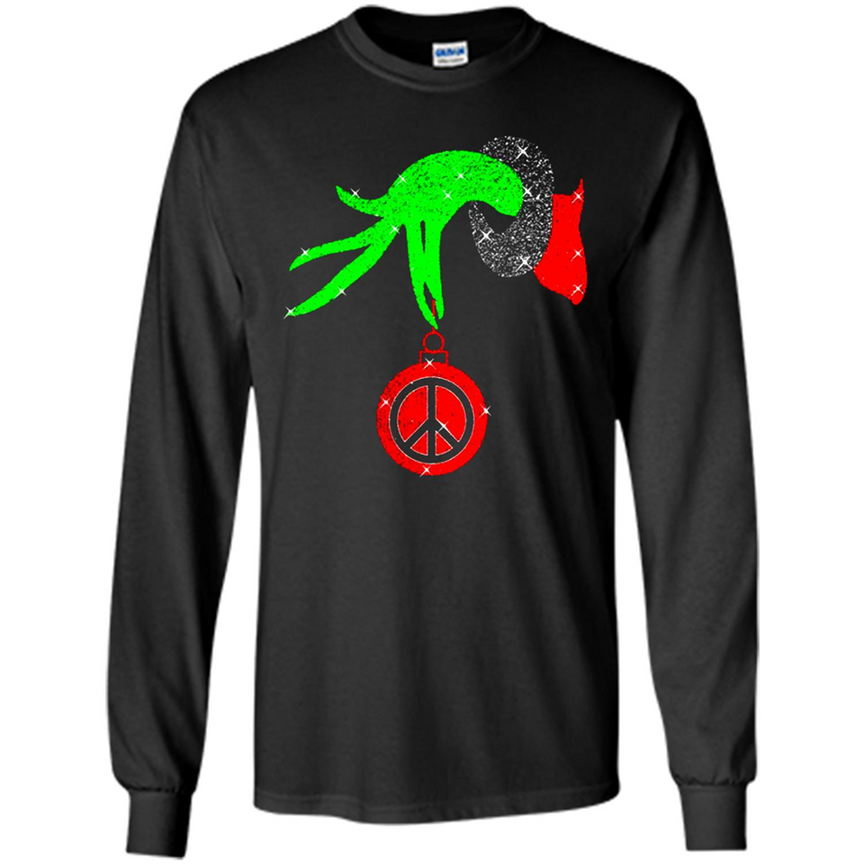 Christmas The Grinch Hand Holding Hippie Ornament - Long Sleeve T-Shirt