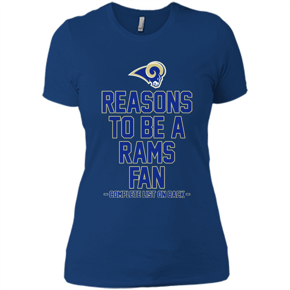Reasons to be a Los Angeles Rams Fan Complete List on Back - Ladies' Boyfriend T-Shirt