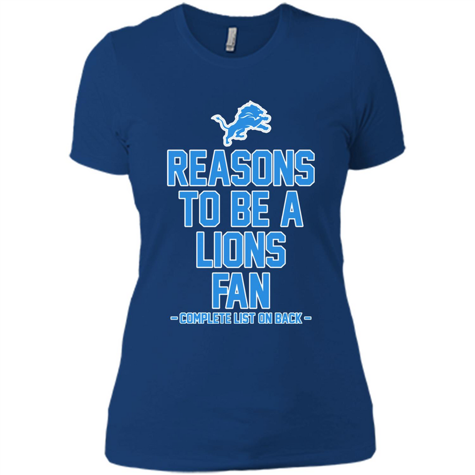 Reasons to be a Detroit Lions Fan Complete List on Back - Ladies' Boyfriend T-Shirt