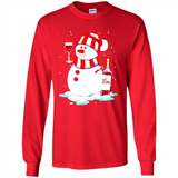 Cute Snowman drink Red Wine Christmas T-Shirt - Long Sleeve T-Shirt