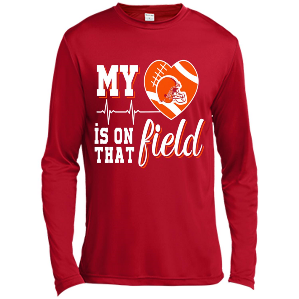 Cleveland Browns Football My Heart is on that Field - Canvas Long Sleeve T-Shirt