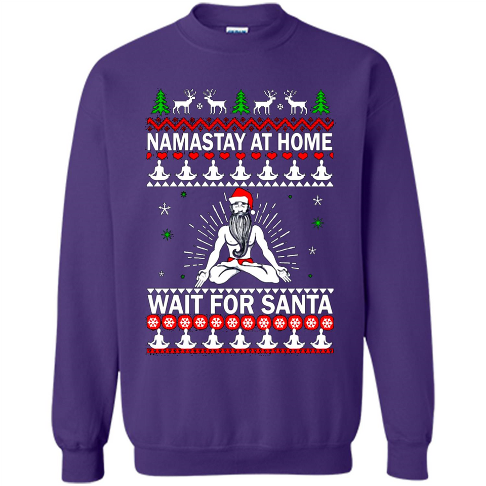 Namastay at home and wait for Santa Christmas sweatshirt PINGPONG