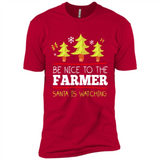 Be Nice to Farmer Santa Watching Christmas - Premium Short Sleeve T-Shirt