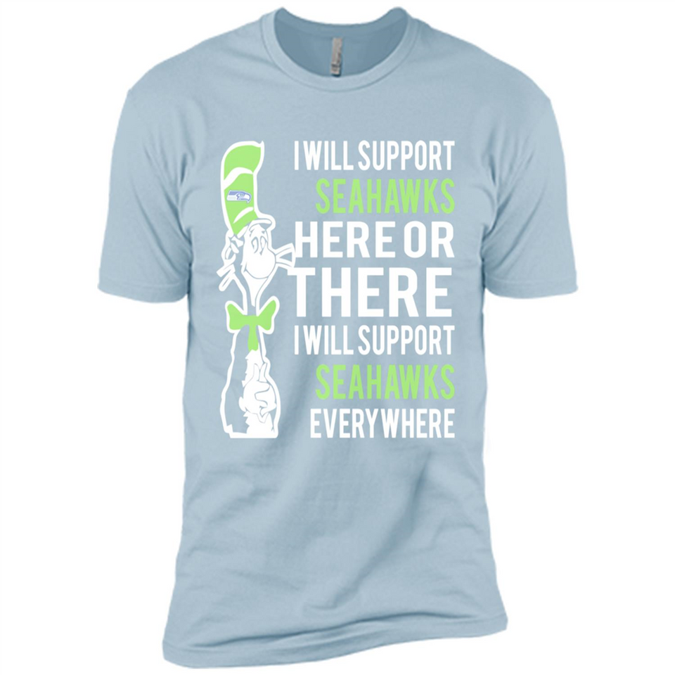 Shirt For Dr Seuss Cat And Seattle Seahawks Fans - Premium Short Sleeve T-Shirt