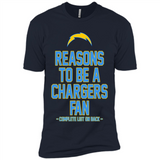 Reasons to be a Los Angeles Chargers Fan Complete List on Back - Premium Short Sleeve T-Shirt
