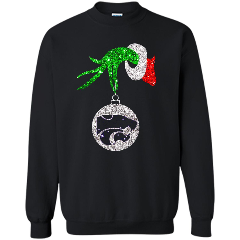 Amazing Kansas State Wildcats Glitter Grinch Monogram Ornament Christmas Gift - Sweatshirt