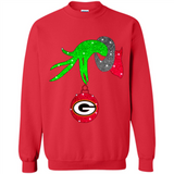 GRINCH HAND HOLDING GREEN BAY PACKERS GLITTER CHRISTMAS PINGPONG