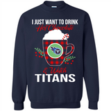 I Just Want To Drink Hot Chocolate & Watch Tennessee Titans Ugly Christmas Sweater PINGPONG