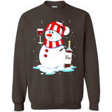 Cute Snowman drink Red Wine Christmas T-Shirt - Sweatshirt